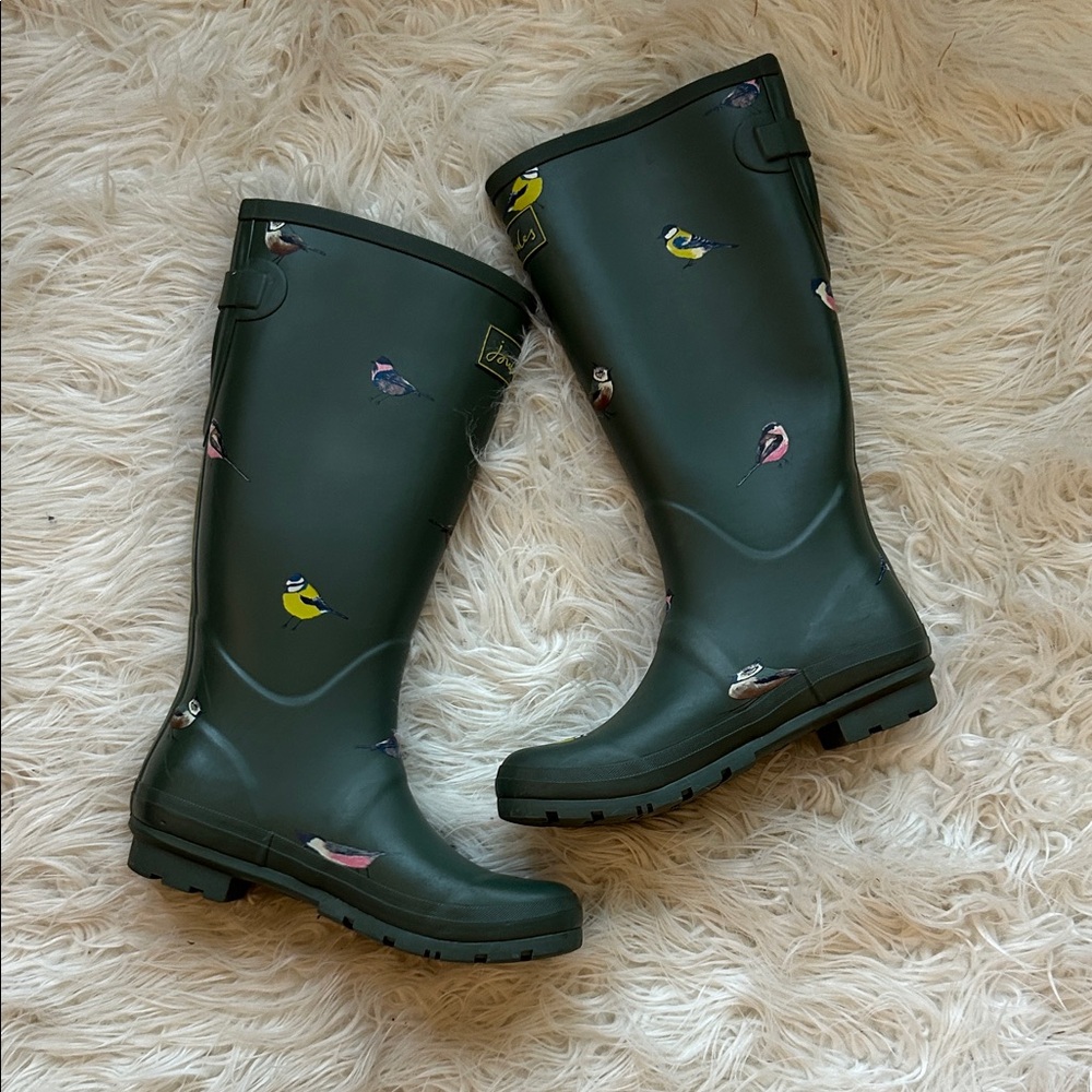 Joules Green Bird Print Women's Rain Boots